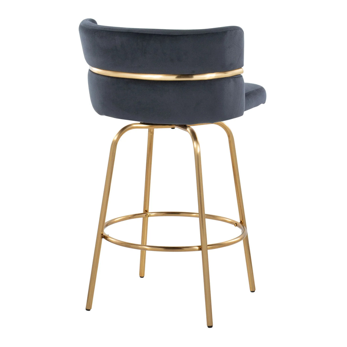 Cinch - Glam / Art Deco Fixed Height Counter Stool With Swivel With Round Footrest (Set of 2) - Furniture Home Direct