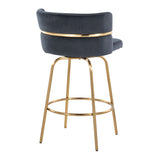 Cinch - Glam / Art Deco Fixed Height Counter Stool With Swivel With Round Footrest (Set of 2) - Furniture Home Direct