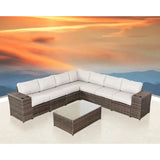 Outdoor Wicker Sectional With Weather Resistant Cushions And Table - Furniture Home Direct