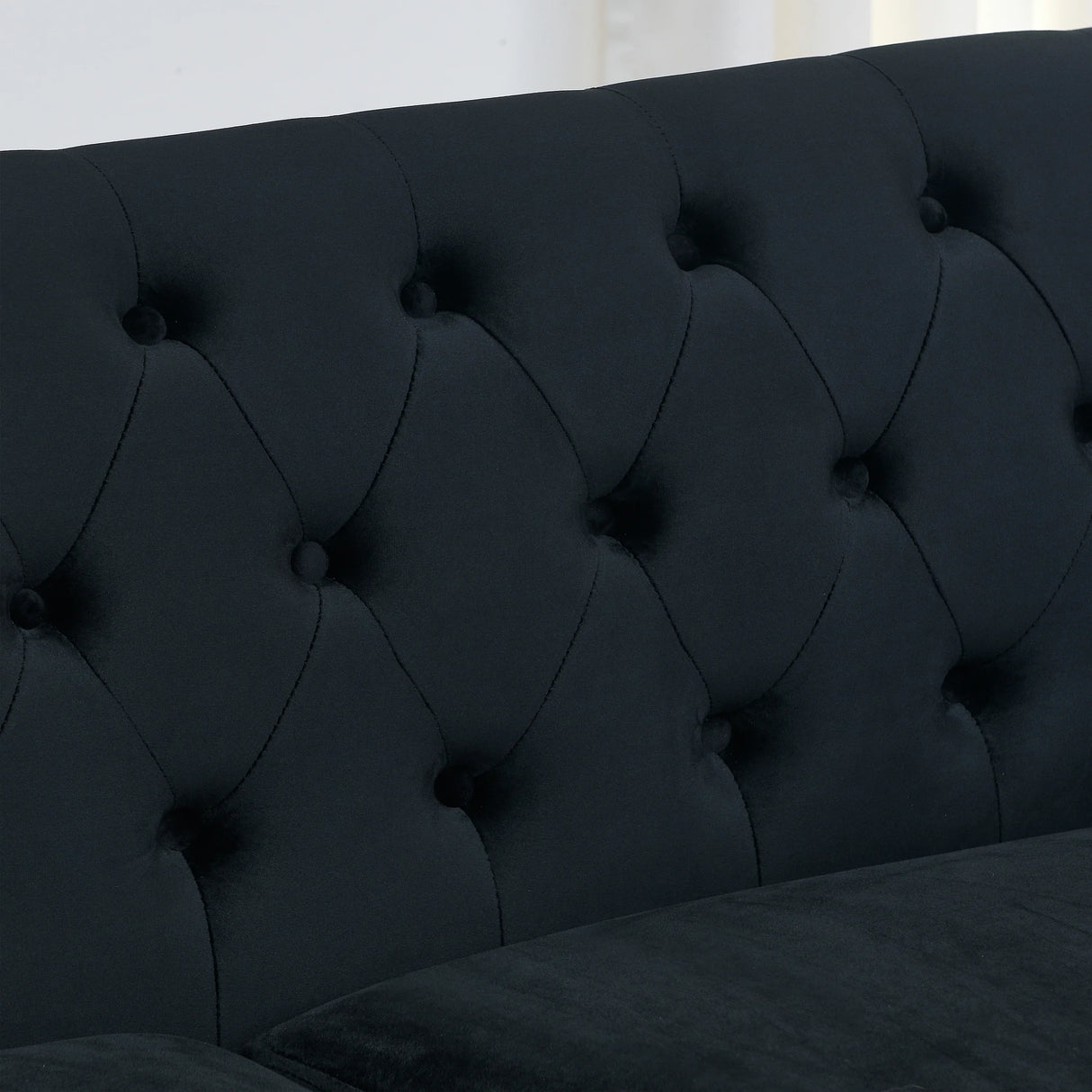 Sofa And Loveseat - Velvet Black - Furniture Home Direct