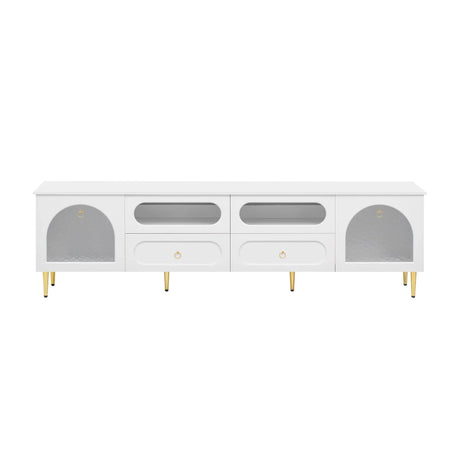 Retro TV Stand With 6 Metal Legs, 2 Cabinets, 4 Drawers And Anti-Tip Device - Furniture Home Direct
