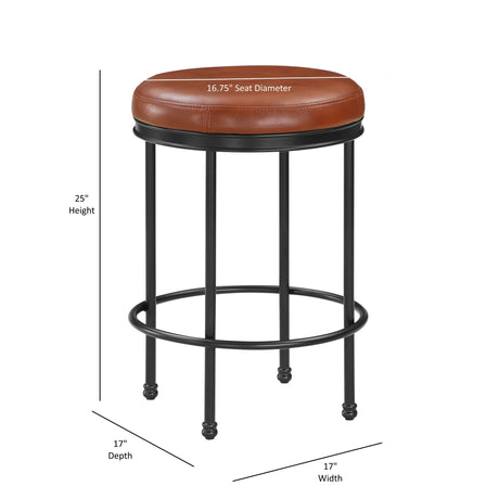 Michael - Backless Counter Height Stool With Padded Seat And Powder Coated Frame - Caramel - Furniture Home Direct