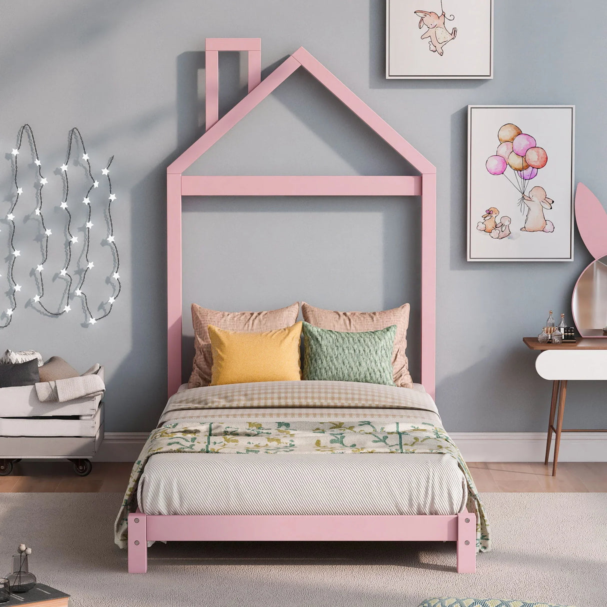 Platform Bed With House Shaped Headboard - Furniture Home Direct