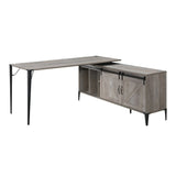 Zakawani - Writing Desk With A Cabinet - Gray Oak / Black - Furniture Home Direct