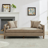 Upholstered Chaise Lounge Indoor With Nailheads, Sleeper Sofa Couch With 4 Throw Pillows & 2 Bolsters, Daybed With Rubberwood Legs - Furniture Home Direct