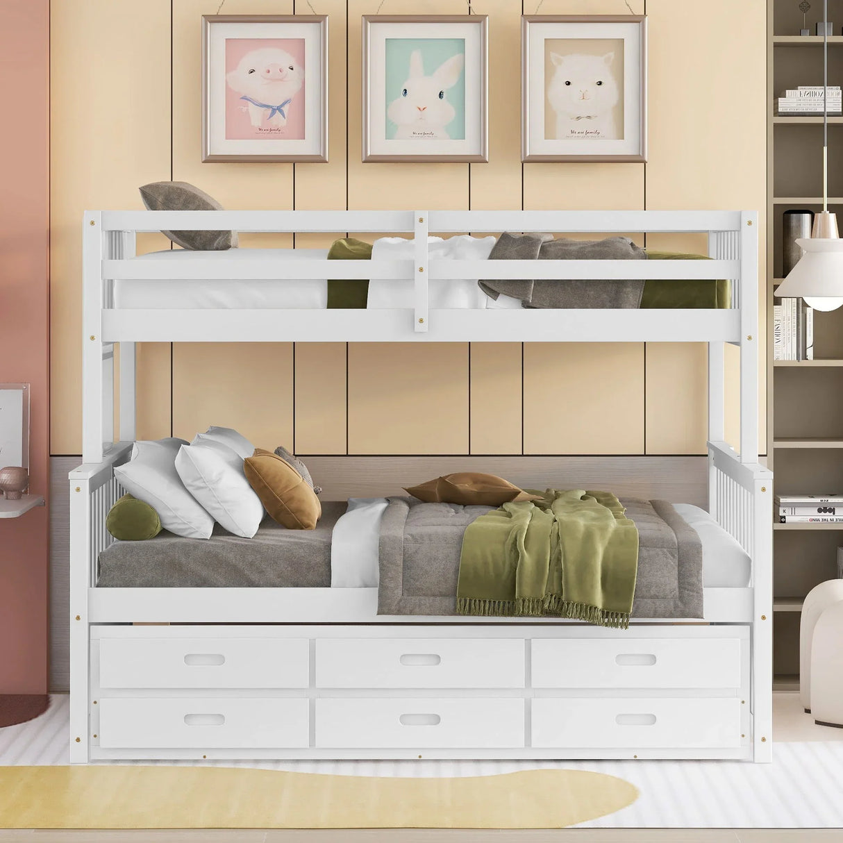 Bunk Bed With Twin Size Trundle And Drawers - Furniture Home Direct