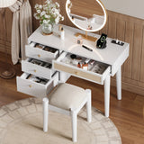 Vanity Desk Bohemian Retro Wood Makeup Station White - Furniture Home Direct