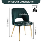 Velvet Dining Chairs With Metal Legs And Hollow Back Upholstered Dining Chairs - Furniture Home Direct