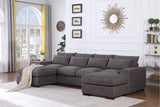 Tatman - Linen Blend Sectional With 2 Ottomans - Dark Gray - Furniture Home Direct