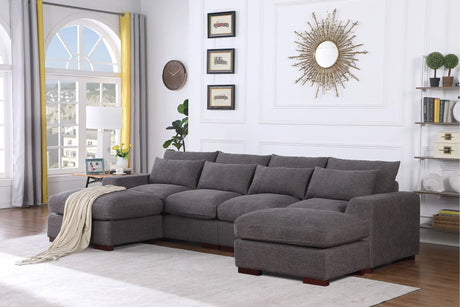Tatman - Linen Blend Sectional With 2 Ottomans - Dark Gray - Furniture Home Direct