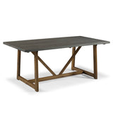 Modern Farmhouse Solid Wood V Frame Trestle Dining Table - Gray / Brown - Furniture Home Direct