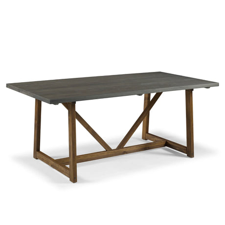 Modern Farmhouse Solid Wood V Frame Trestle Dining Table - Gray / Brown - Furniture Home Direct
