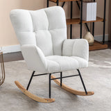 Teddy Fabric Rocking Gilder Nursery Chair For Living Room Indoor - Ivory - Furniture Home Direct