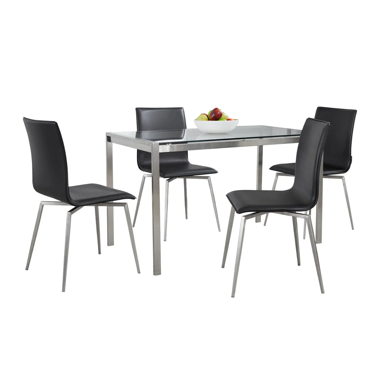 Fuji Mason - Upholstered Swivel Contemporary Dining Set Dining Set, Glass, 5 Piece - Furniture Home Direct