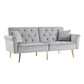 Velvet Tufted Sofa Couch With 2 Pillows And Nailhead Trim - Furniture Home Direct