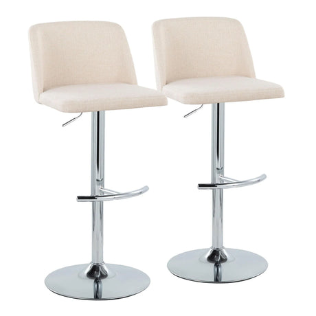 Toriano - Contemporary Adjustable Barstool With Swivel & Rounded T Footrest (Set of 2) - Furniture Home Direct
