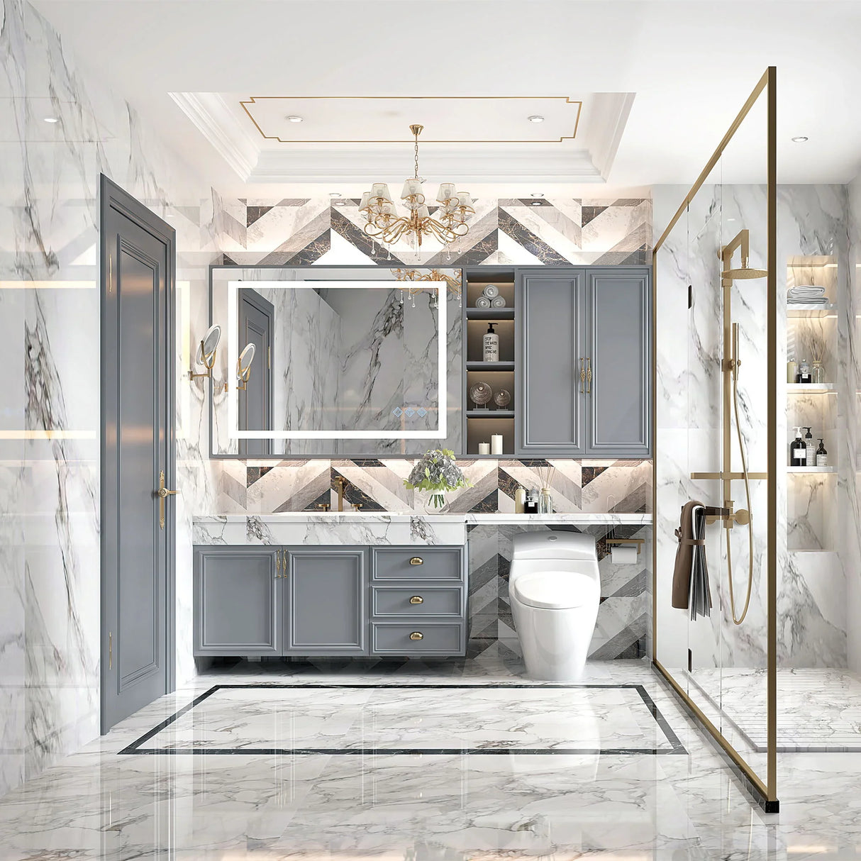 3000-6000K LED Bathroom Mirror With Lights, Anti-Fog Dimmable Lighted Wall Mounted Vanity Mirror Master Bath Modern Makeup (Only Mirrors, Not Cabinets) Horizontal & Vertical - Furniture Home Direct