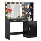 Vanity Desk With Mirror And Lights, 46.4In Dressing Table With 2 Large Drawer & Large Vertical Organizer, 3 Level Dresser & 3 Lighting Modes Adjustable Brightness, Suitable For Bedroom - Furniture Home Direct