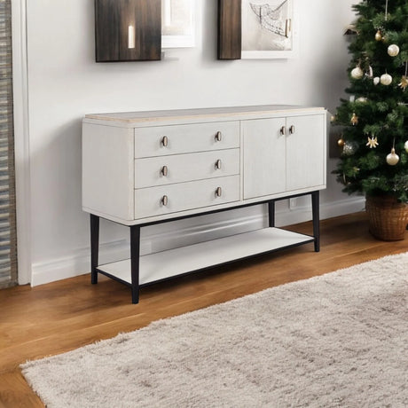 Server With Metal Base - White - Furniture Home Direct