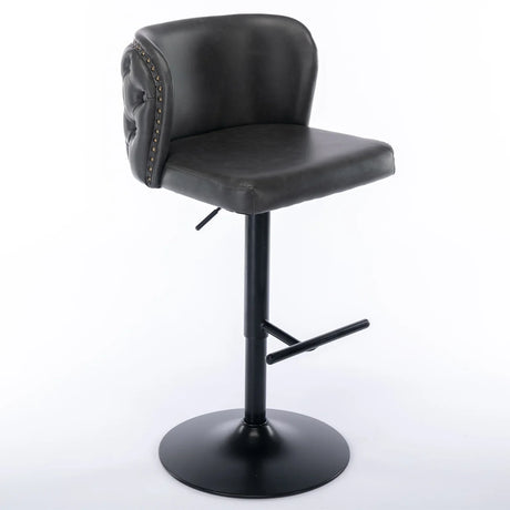 Counter Height Bar Stools Tufted Upholstered Dark Gray - Furniture Home Direct