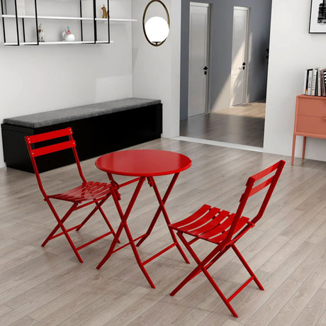 3 Piece Patio Bistro Set Of Foldable Round Table And Chairs - Furniture Home Direct