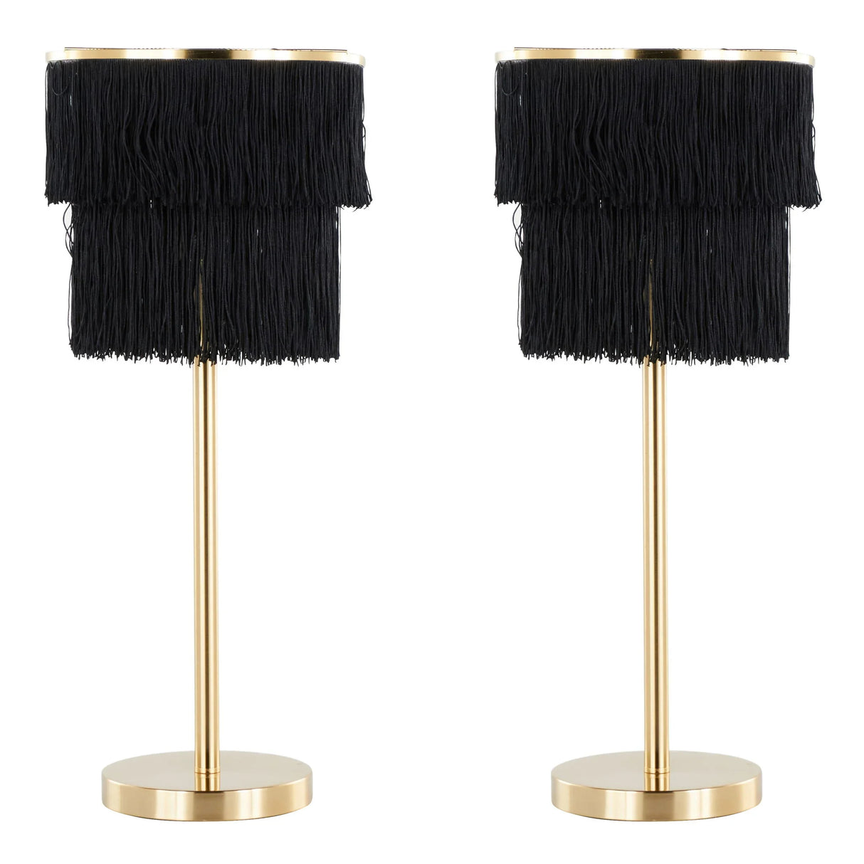Fringe - Contemporary Buffet Lamp (Set of 2) - Royal Gold / Black Fringe - Furniture Home Direct