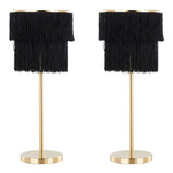 Fringe - Contemporary Buffet Lamp (Set of 2) - Royal Gold / Black Fringe - Furniture Home Direct
