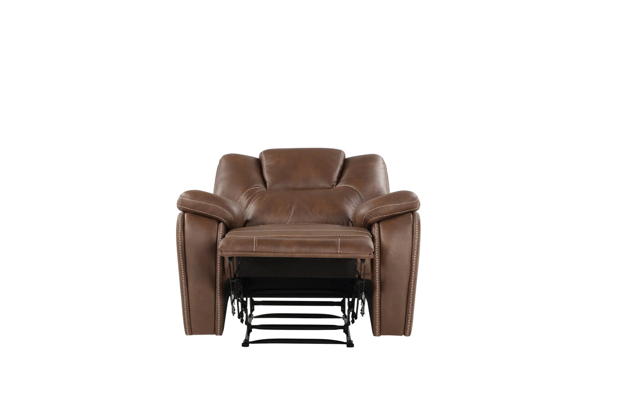 Katrine - PU Manual Motion Recliner - Chestnut Brown - Furniture Home Direct