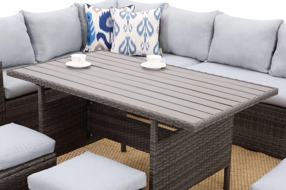7-Piece Rattan Outdoor Sectional Set With Grey cushions - Furniture Home Direct