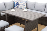 7-Piece Rattan Outdoor Sectional Set With Grey cushions - Furniture Home Direct