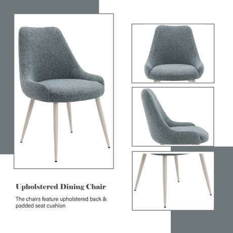 Laela - Boucle Bone Table Side Chair - Light Blue - Furniture Home Direct