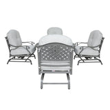 5 Piece Cast Aluminum Chat Fire Pit Set With Cushion - Furniture Home Direct