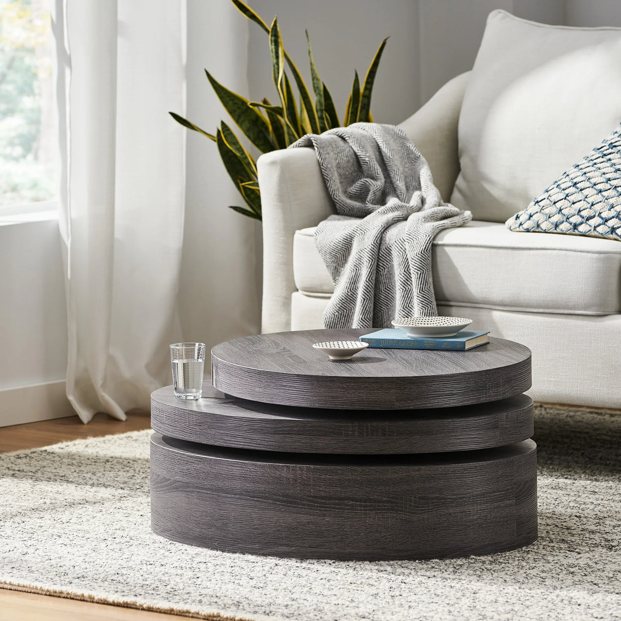 Coffee Table Nesting Set with Oval Design Matte Black - Furniture Home Direct