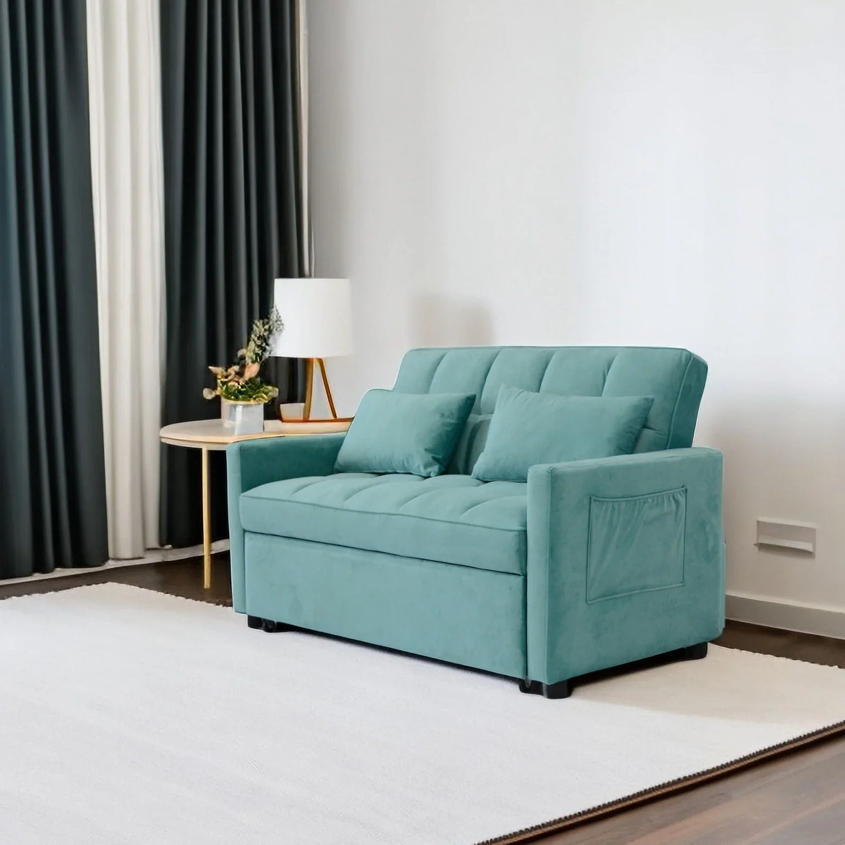 3 In 1 Convertible Sleeper Sofa Bed, Modern Fabric Loveseat Futon Sofa Couch With Pullout Bed, Small Love Seat Lounge Sofa With Reclining Backrest, Furniture For Living Room - Furniture Home Direct