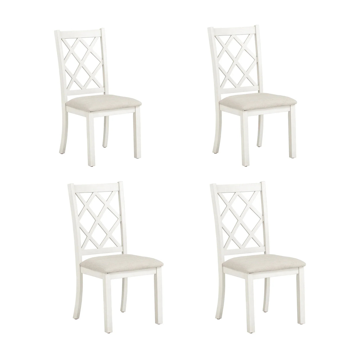 Dining Set Round Table With Upholstered Chairs Walnut Beige - Furniture Home Direct