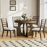 Dining Set Round Table With Four Upholstered Chairs Walnut - Furniture Home Direct