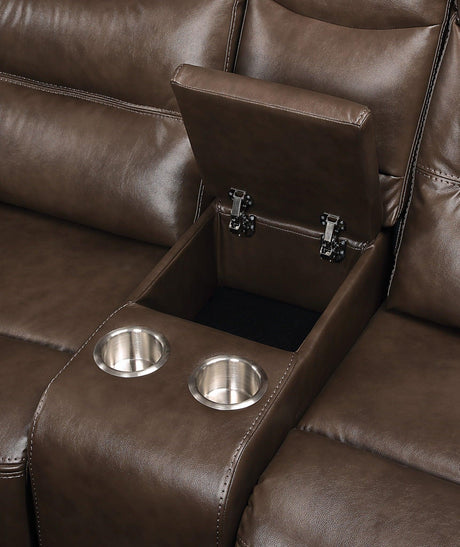 Aashi - Leather Gel Match Recliner Loveseat - Brown - Furniture Home Direct