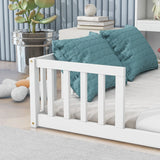 Floor Bed With Side Bookcase, Shelves, Guardrails - Furniture Home Direct