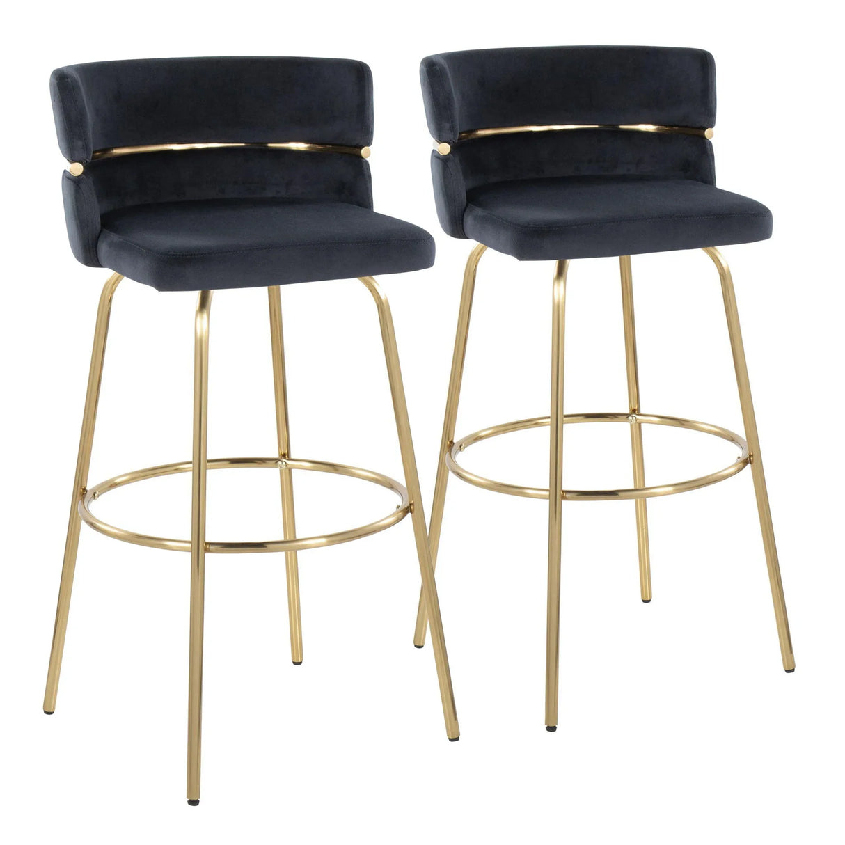 Cinch - Glam / Art Deco Fixed Height Barstool With Swivel With Round Footrest (Set of 2) - Furniture Home Direct