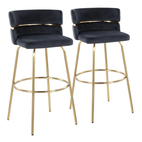 Cinch - Glam / Art Deco Fixed Height Barstool With Swivel With Round Footrest (Set of 2) - Furniture Home Direct