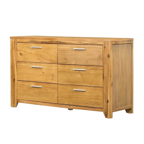 6 Drawer Dresser - Natural Wood / Brown - Furniture Home Direct