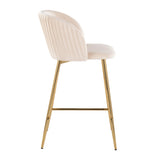 Fran - Pleated Contemporary / Glam Fixed Height Counter Stool (Set of 2) - Furniture Home Direct