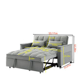 Modern Velvet Convertible Loveseat Futon Sofa With Pullout Bed, Reclining Backrest - Furniture Home Direct