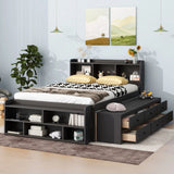 Bed With Bookcase Headboard, Under Bed Storage Drawers And Bed End Storage Case - Furniture Home Direct