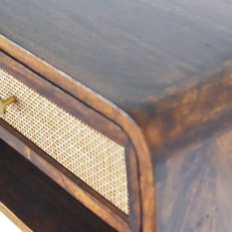 Wall Mounted Open Woven Bedside Table - Chestnut - Furniture Home Direct