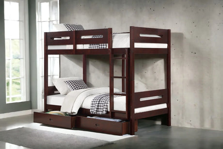 Nissa - Twin Twin Bunk Bed - Espresso - Furniture Home Direct