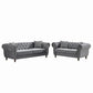 Chesterfield 3 And 2 Seater Velvet Upholstery Sofa With Roll Armrest & Nailhead Fabric Couch - Furniture Home Direct
