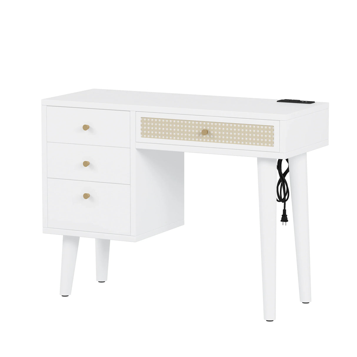Vanity Desk Bohemian Retro Wood Makeup Station White - Furniture Home Direct