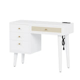 Vanity Desk Bohemian Retro Wood Makeup Station White - Furniture Home Direct