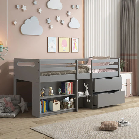 Fabiana - Twin Loft Bed With Storage - Gray - Furniture Home Direct